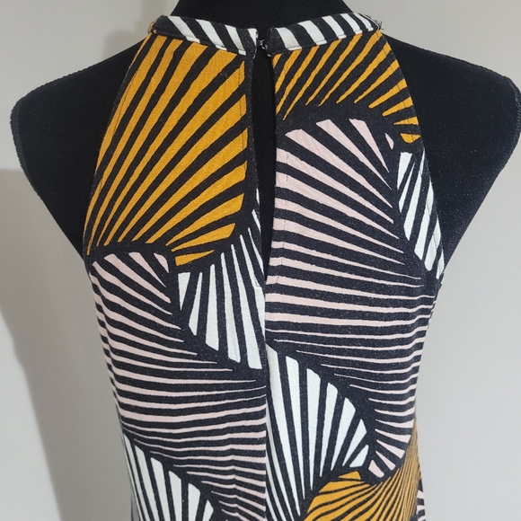 Ann Taylor Women's Graphic Halter Mini Shift Dress Size 2 Black Yellow Colorful - Picture 7 of 10